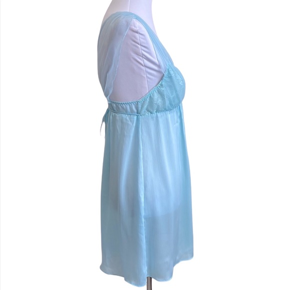 Oscar de la Renta Pink Label Sheer Blue Empire Waist Chemise Size M - Picture 4 of 8